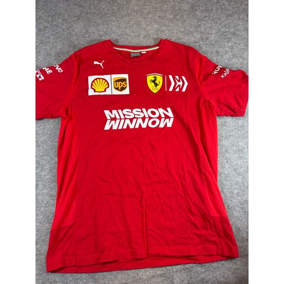 Puma Official Scuderia Ferrari Mission Winnow Racing Team T Shirt Mens XL Red - Picture 1 of 10